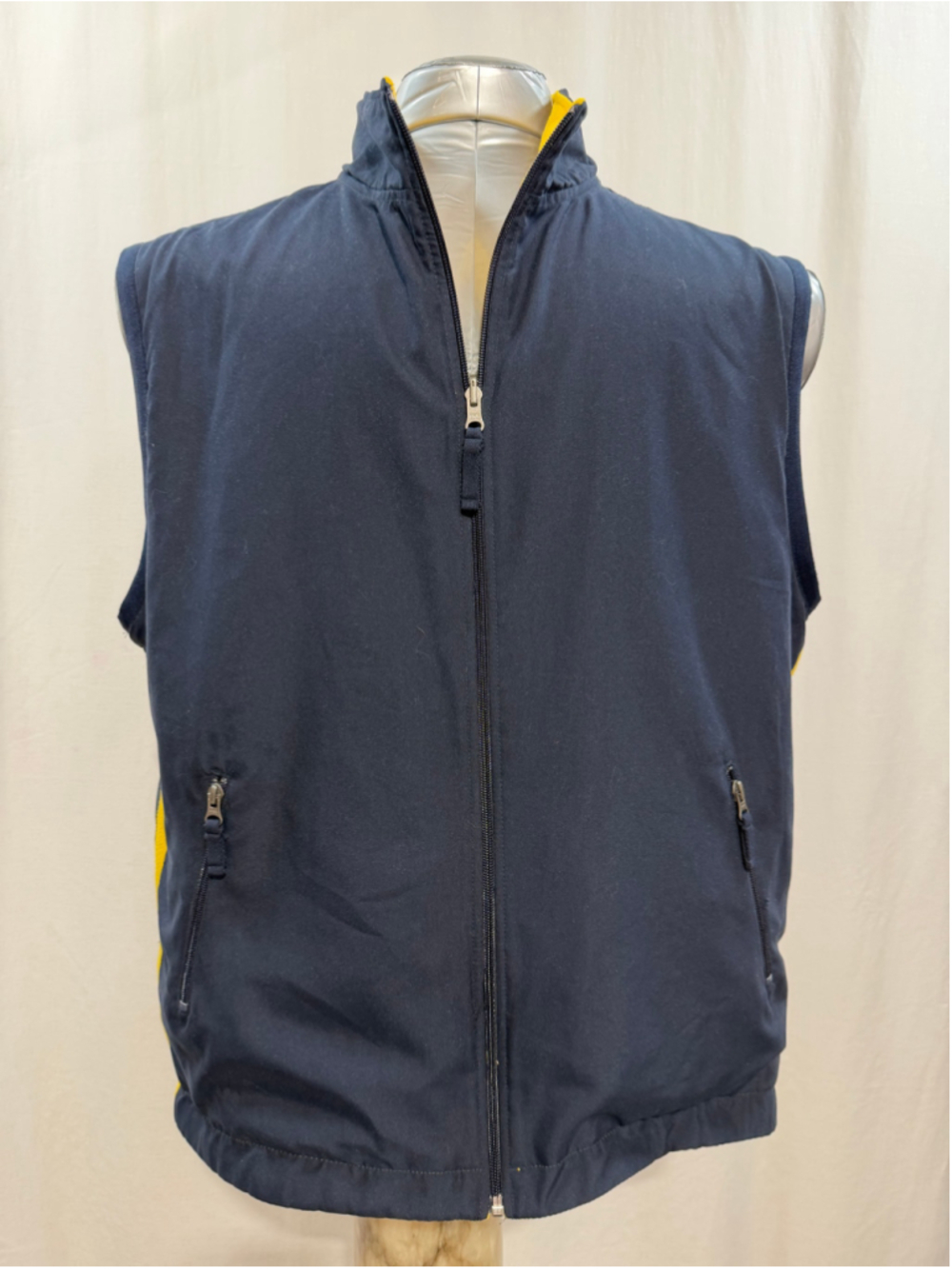 Gap Mens XL Reversible Full Zip Vest Navy Blue Yellow Fleece Gorpcore Cargo 2060